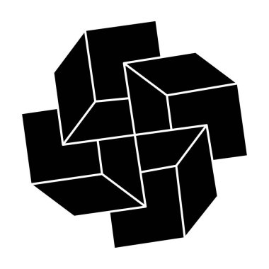 İmkansız bir nesne. Çizgi geometrik şekli. Optik yanılsama figürü. 