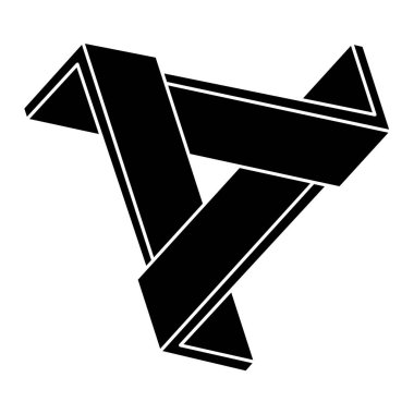 İmkansız bir şekil. Kutsal geometri figürü. Optik yanılsama. Soyut sonsuz geometrik nesne. Optik sanat. 