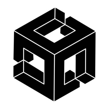 İmkansız bir rakam. Geometrik şekil. Optik illüzyon objesi. Optik sanat. 