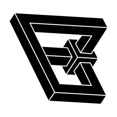 İmkansız bir şekil. Optik yanılsama. Optik sanat objesi. Beyaz arkaplanda imkansız geometri sembolü. 
