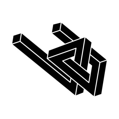 Optik sanat. İmkansız bir nesne. Geometrik şekil. Optik yanılsama figürü. 