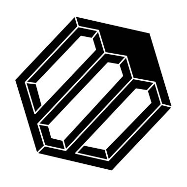 İmkansız bir şekil. Web tasarım elemanı. Optik illüzyon objesi. Geometrik şekil. Optik sanat. 