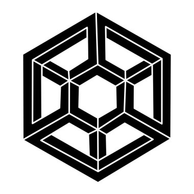 İmkansız bir şekil. Web tasarım elemanı. Optik illüzyon objesi. Optik sanat. Geometrik şekil. 
