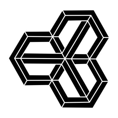 İmkânsız optik illüzyon şekli. Kutsal geometri. İmkansız bir rakam. Optik sanat nesnesi. 