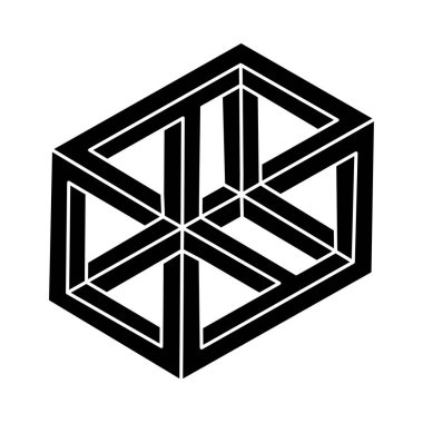 Optik illüzyon şekli. İmkansız bir nesne. Optik sanat figürü. Gerçek dışı geometri. 