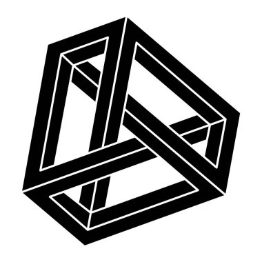 İmkânsız optik illüzyon şekli. Optik sanat objesi. İmkansız bir rakam. Geometri. 