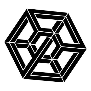 İmkansız bir şekil. Web tasarım elemanı. Geometrik şekil. Optik illüzyon objesi. Optik sanat. 