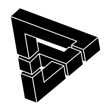 İmkansız bir şekil. Optik sanat. Beyaz bir arka planda izole edilmiş. Vektör çizimi. Optik illüzyon objesi. Geometrik şekil. 