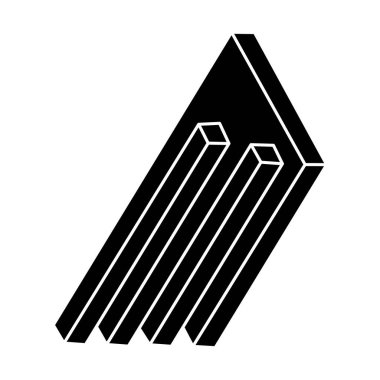 İmkansız bir nesne. Optik illüzyon şekli. 3 boyutlu çizim vektörü. Geometrik şekil. 