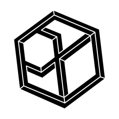 İmkansız altıgen. Geometrik şekil. İmkansız bir şekil. Optik illüzyon objesi. Optik sanat. 