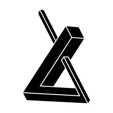İmkansız bir nesne. Optik illüzyon şekli. Geometrik şekil. 3d illüstrasyon. 
