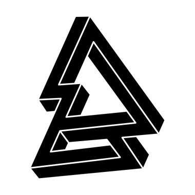 Optik illüzyon objesi, imkansız figür, optik sanat. Geometrik şekil. 