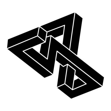 İmkânsız optik illüzyon şekli. Optik sanat objesi. İmkansız bir rakam. Gerçek dışı geometri. 