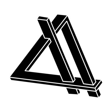 İmkansız bir şekil. Geometrik şekil. Beyaz bir arka planda izole edilmiş. Vektör çizimi. Optik illüzyon objesi. Optik sanat. 