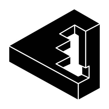 İmkansız bir şekil. Beyaz bir arka planda izole edilmiş. Vektör çizimi. Optik illüzyon objesi. Optik sanat. Gerçek dışı geometrik figür. 