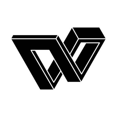 İmkânsız optik illüzyon şekli. Gerçek dışı geometrik figür. Optik sanat nesnesi. 