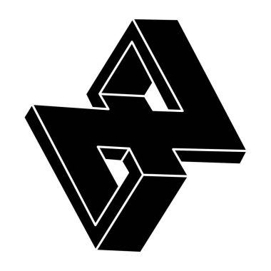 Optik illüzyon şekli. İmkansız bir nesne. Optik sanat. Gerçek dışı geometrik figür. 