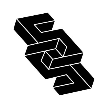 İmkansız bir şekil. Kutsal geometri. Optik illüzyon figürü. Soyut sonsuz geometrik nesne. Optik sanat. 