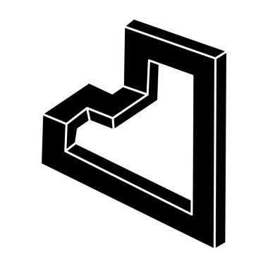 İmkansız bir nesne. Geometrik şekil. Kutsal geometri. Optik illüzyon figürü. Optik sanat. 