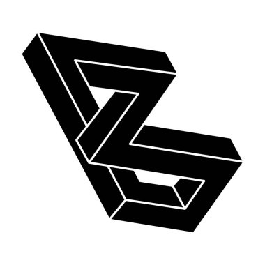 Optik illüzyon şekli. İmkansız bir nesne. Gerçek dışı geometri. Optik sanat figürü. 