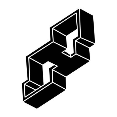 İmkansız bir nesne. Geometrik şekil. Optik illüzyon figürü. Optik sanat. 