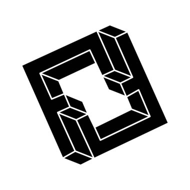 İmkansız bir şekil. Optik illüzyon objesi. Optik sanat. Gerçek dışı geometrik figür. 