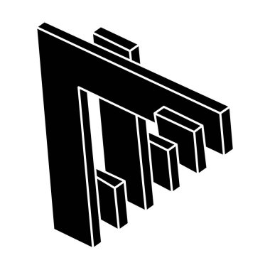 Gerçek dışı geometrik figür. İmkansız bir şekil. Beyaz bir arka planda izole edilmiş. Vektör çizimi. Optik illüzyon objesi. Optik sanat. 