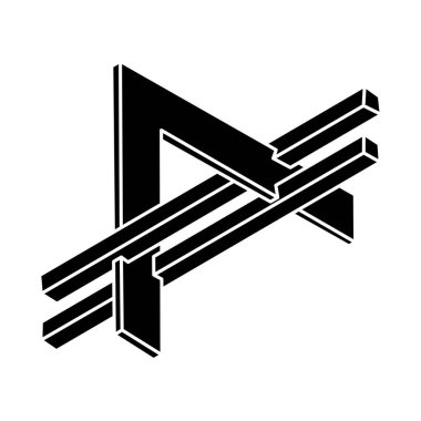 İmkansız bir şekil. Beyaz bir arka planda izole edilmiş. Vektör çizimi. Optik illüzyon objesi. Optik sanat. Gerçek dışı geometrik figür.