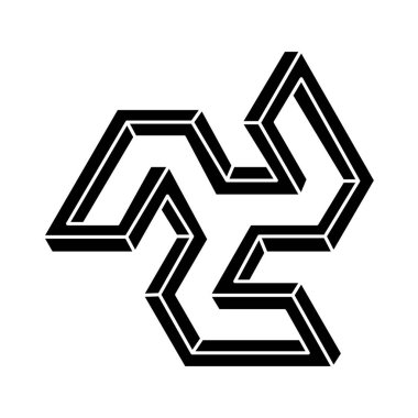 İmkânsız optik illüzyon şekli. Optik sanat objesi. Kutsal geometri figürü. 