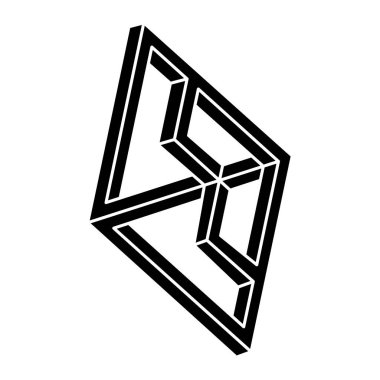 Optik illüzyon şekli. İmkansız bir nesne. Gerçek dışı geometri. Optik sanat figürü. 