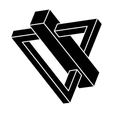 İmkansız bir şekil. Gerçek dışı geometrik figür. Beyaz bir arka planda izole edilmiş. Vektör çizimi. Optik illüzyon objesi. Optik sanat. 