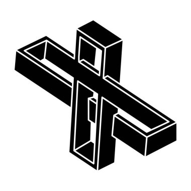 İmkansız bir şekil. Optik sanat. Kutsal geometri figürü. Optik yanılsama. Soyut sonsuz geometrik nesne. 