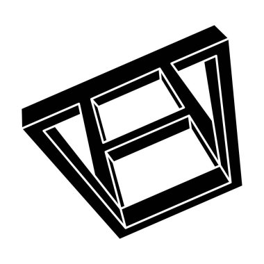 İmkânsız optik illüzyon şekli. Optik sanat objesi. Gerçek dışı geometrik figür. 