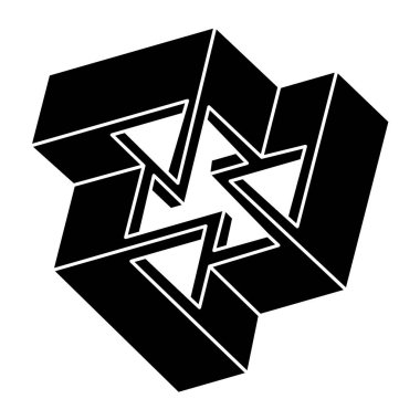 İmkânsız optik illüzyon şekli. Optik sanat objesi. Kutsal geometri figürü. 
