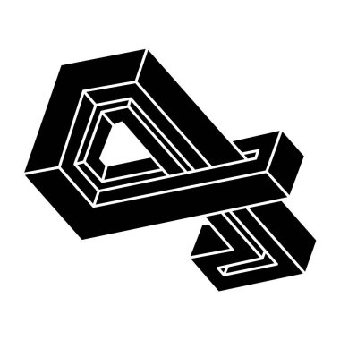 İmkânsız optik illüzyon şekli. Optik sanat objesi. İmkansız bir rakam. Geometri. 