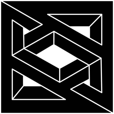 İmkânsız optik illüzyon şekli. Optik sanat objesi. Gerçek dışı geometri. İmkansız figür. 