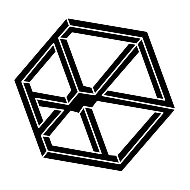 Optik illüzyon objesi, imkansız figür, optik sanat şekli. Gerçek dışı geometri. 