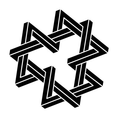 İmkânsız optik illüzyon şekli. Optik sanat objesi. Kutsal geometri figürü. 