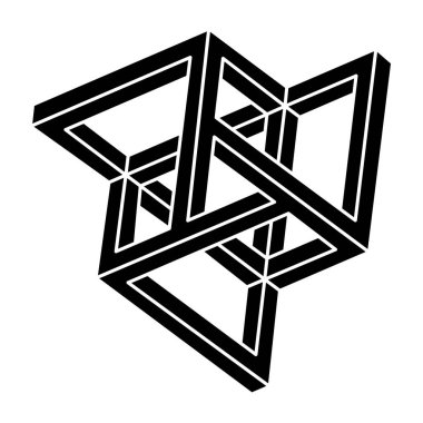 İmkânsız optik illüzyon şekli. Kutsal geometri figürü. Optik sanat nesnesi. 