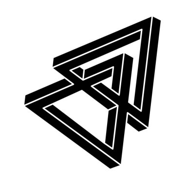 İmkansız bir şekil. Optik sanat. Kutsal geometri figürü. Optik yanılsama. Soyut sonsuz geometrik nesne. 