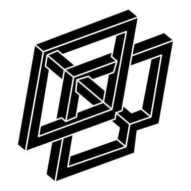 İmkansız bir şekil. Optik sanat. Web tasarım elemanı. Geometrik şekil. Optik yanılsama nesnesi. 