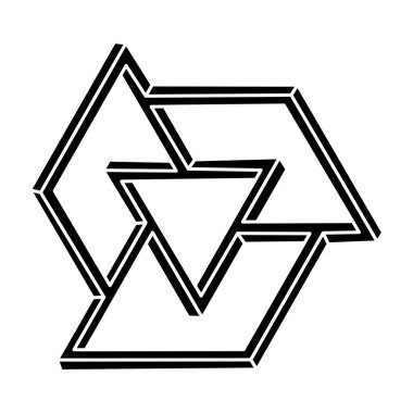 Optik illüzyon şekli. İmkansız bir nesne. Optik sanat figürü. Kutsal geometri. 