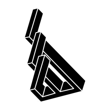 İmkansız bir nesne. Geometrik şekil. Optik illüzyon figürü. Optik sanat. 