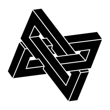 İmkânsız optik illüzyon şekli. Optik sanat objesi. İmkansız bir rakam. Kutsal geometri. 