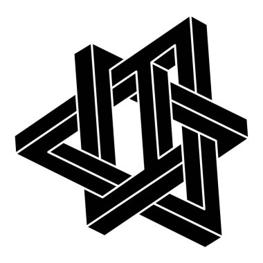 İmkânsız optik illüzyon şekli. Optik sanat objesi. Kutsal geometri. İmkansız figür. 