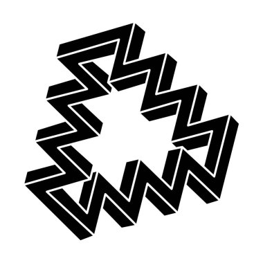 İmkânsız optik illüzyon şekli. Optik sanat objesi. İmkansız bir rakam. Kutsal geometri. 