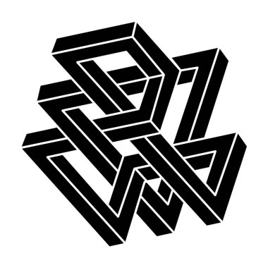 İmkansız bir nesne. Geometrik şekil. Optik illüzyon figürü. Optik sanat. 