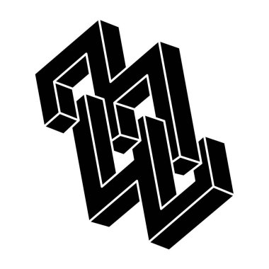 Optik illüzyon şekli. İmkansız bir nesne. Optik sanat figürü. Geometri. 