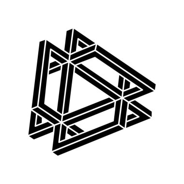 İmkânsız optik illüzyon şekli. Optik sanat objesi. İmkansız bir rakam. Kutsal geometri. 