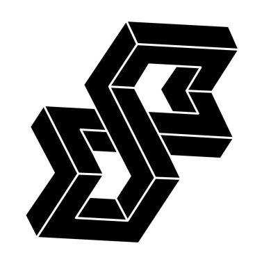 İmkansız bir nesne. Geometrik şekil. Optik illüzyon figürü. Optik sanat. 